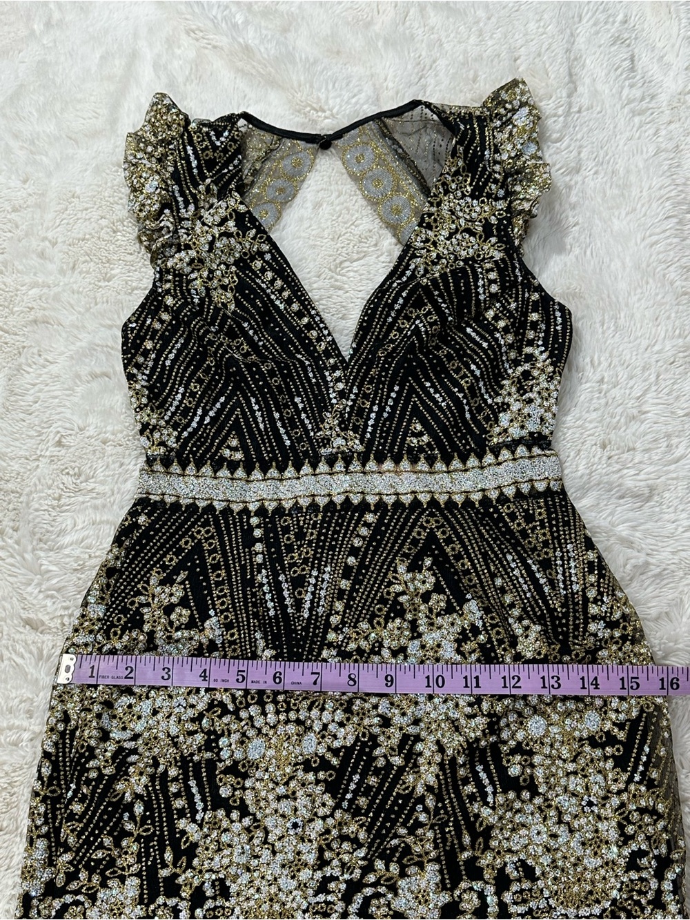 Hello Molly Match Me Black Gold Sequin Mini Cocktail Party Dress XS Festival NWT - Picture 8 of 9